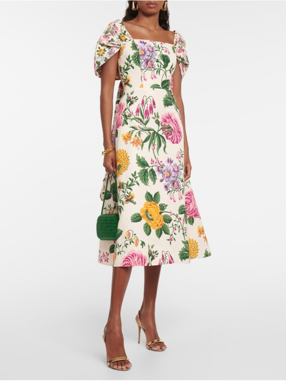 Carolina Herrera Draped Off Shoulder A Line Midi Dress #623 - Picture 2 of 9